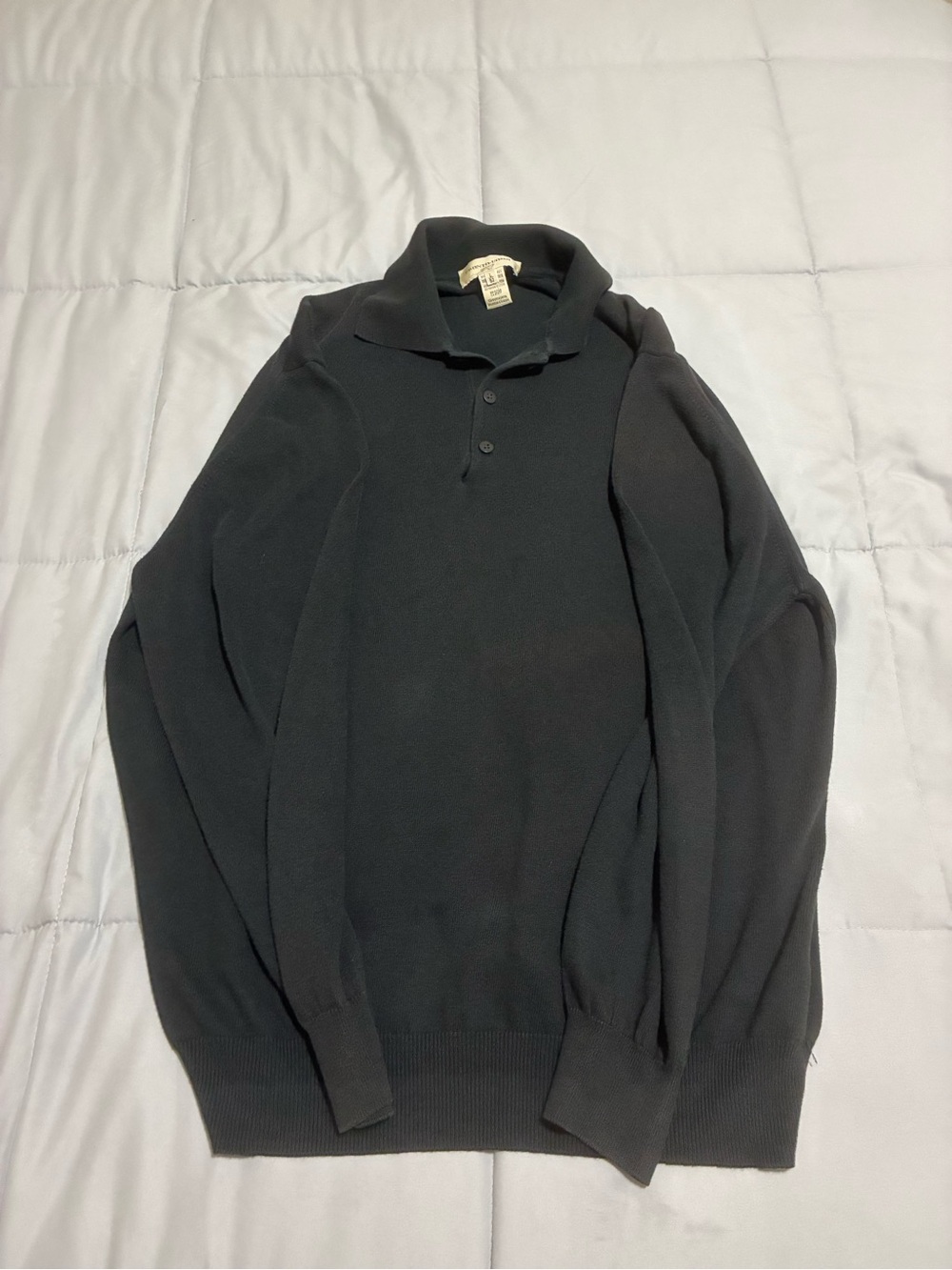Pronto Uomo Black V-Neck Collared Button Pullover Sweater